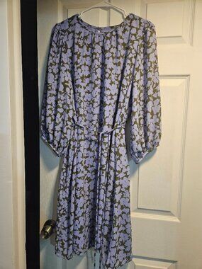 Ann Taylor Green and Purple long sleeve knee length dress